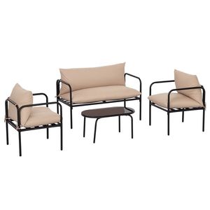 Outsunny Set Mobilier de Grădină 4 Piese, Fotoliu, Canapea Sofa, Masuță de Cafea, Set Sectional Confortabil | Aosom Romania imagine