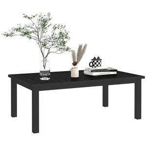 Outsunny Masă de cafea rectangulară blat cu lamele pentru interior și exterior din aluminiu, 100 x 60 x 37 cm, negru | Aosom Romania imagine