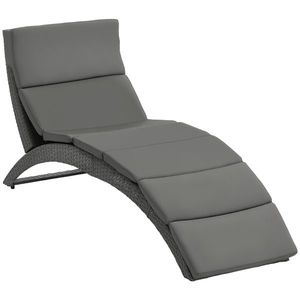 Outsunny Șezlong de Grădină Pliabil din Ratan PE, Șezlong Curbat Ergonomic cu Pernă pentru Terasă și balcon, 59x156x78 cm, Gri | Aosom Romania imagine