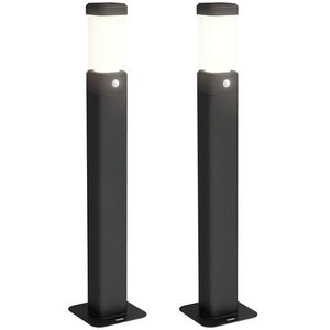Outsunny Set de 2 lampi de exterior, stalpi luminoase LED, Etanche IP65, Lumina pentru alei si drumuri, negru | Aosom Romania imagine