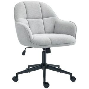 HOMCOM Scaun fauteuil de birou cu spătar și șezut capitonat reglabil în înălțime rotativ 360° bază neagră tapiterie țesătură gri | Aosom Romania imagine