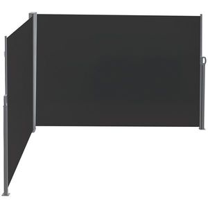 Outsunny Dublu store lateral Paravan opac retractabil dim. 6L x 1, 80H m Poliester Anti-UV Gri și negru | Aosom Romania imagine