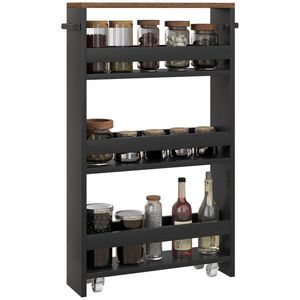 HOMCOM Cărucior de depozitare pe roți 3 nivele de depozitare și mâner, dim. 51, 5l x 13l x 80H cm | Aosom Romania imagine