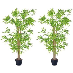Outsunny Lot de 2 bambusi artificiali Inaltime 1, 5 m 644 Frunze dense realiste Ghiveci Inclus Negru cu Lichen Verde | Aosom Romania imagine