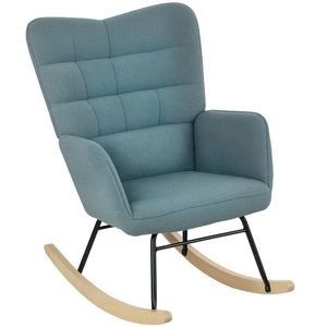 HOMCOM Fotoliu cu leagăn, formă ergonomică, leagăne din lemn solid, până la 120 kg, Albastru deschis | Aosom Romania imagine