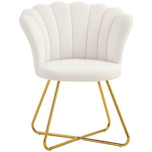 HOMCOM Fotoliu de machiaj fotoliu din catifea fotoliu de salon cu picioare din oțel 69 x 64 x 80 cm crem | Aosom Romania imagine