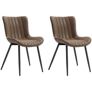 HOMCOM Lot de 2 scaune de sufragerie design modern și capitonat pentru sufragerie, sală de mese, dormitor, maro | Aosom Romania imagine