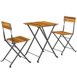 Outsunny Set bistrou de grădină 3 piese cu 2 scaune și masă de cafea din lemn de acacia și oțel efect lemn natural | Aosom Romania imagine
