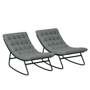 Outsunny Set de 2 scaune de leagăn exterior cu perne groase, șezut din material textilin respirabil și cadru din oțel, gri | Aosom Romania imagine