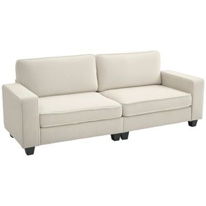 HOMCOM Canapea cu 3 Locuri cu Husă de Cord, Canapea de Sufragerie cu Arc de Înaltă Calitate, până la 400 kg, 227 x 84 x 87 cm, Crem | Aosom Romania imagine