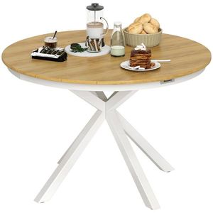 Outsunny Masă de grădină rotundă Ø 118 cm cadru din aluminiu pentru balcon, verandă, terasă, tec | Aosom Romania imagine