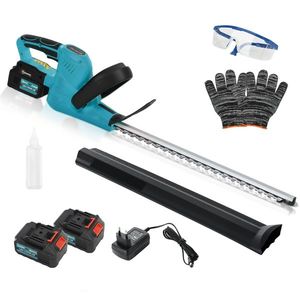 Outsunny Taietor de gard viu electric cu 2 baterii 3 AH si incarcator 0, 8A, lungime de taiere 51 cm, 86 x 17 x 17 cm, albastru | Aosom Romania imagine