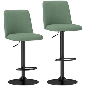 HOMCOM Lot de 2 taburete de bar pivotante căptușite cu înălțime reglabilă, cu spătar și suport pentru picioare, verde | Aosom Romania imagine