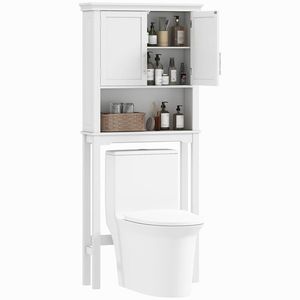 kleankin Dulap WC deasupra toaletei cu două uși, raft reglabil și compartiment, dim. 71 x 20, 5 x 165 cm, alb | Aosom Romania imagine