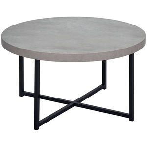 HOMCOM Masă de cafea rotundă cu efect beton ceruit din lemn și metal, Ø 80 x 45 cm, suport încrucișat | Aosom Romania imagine