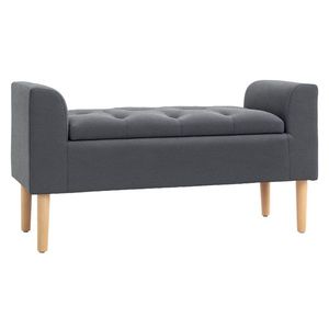 HOMCOM Banc de depozitare capitonat cu brațe, pentru dormitor, hol, sufragerie, suport 130 kg, 116 x 44 x 58, gri închis | Aosom Romania imagine