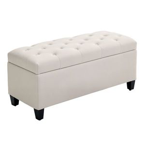 HOMCOM Banc de rangement taburet salon cap de pat cufar de depozitare pentru salon, camera, intrare, 100 x 40 x 44 cm, alb | Aosom Romania imagine