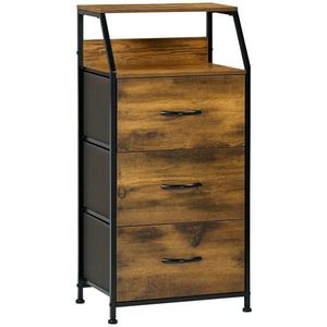 HOMCOM Comodă cu 3 sertare din material textil detasabile si 2 rafturi, 44 x 29 x 92 cm, lemn si metal | Aosom Romania imagine