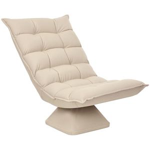 HOMCOM Fotoliu relax fotoliu lounge design spătar căptușit reglabil pivotant 360° acoperire din lin bej | Aosom Romania imagine