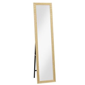 HOMCOM, Oglindă pe suport, pentru perete sau așezare, cu ramă din lemn, pentru living sau dormitor, 37 x 155 cm, maro deschis | Aosom Romania imagine