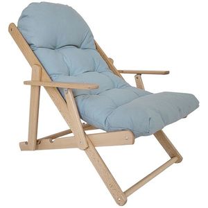 HOMCOM Fotoliu Fotoliu de salon pliabil și reglabil din lemn Fotoliu relax confortabil cu pernă capitonată groasă | Aosom Romania imagine