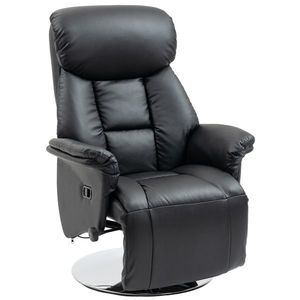 HOMCOM Fotoliu de relaxare rabatabil pivotant suport de picior reglabil, pana la 150 kg, pentru sufragerie, dormitor, negru | Aosom Romania imagine