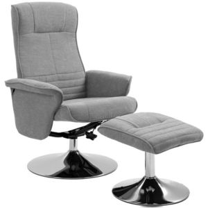 HOMCOM Fotoliu relax inclinabil 135° pivotant 360° cu rest de picior acoperire material textil gri | Aosom Romania imagine