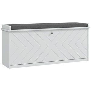 HOMCOM Banc pentru pantofi cu sertar rabatabil, pernă pentru așezare și raft reglabil, 100 x 26 x 44, 5 cm, alb | Aosom Romania imagine