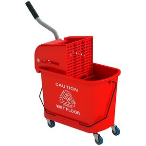 HOMCOM, Cărucior de curățat cu mop și separator de apă pentru curățenie, 20 L, roșu, 60L x 27l x 70, 5H cm | Aosom Romania imagine