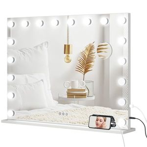 HOMCOM Oglindă machiaj luminoasă LED intensitate reglabilă, oglindă de mărire port USB, 80 x 62 cm | Aosom Romania imagine