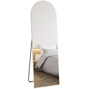 HOMCOM Oglindă în lungime completă 50 x 150 cm, oglindă pe suport, oglindă mare de perete fără ramă, pentru sufragerie, ton aur | Aosom Romania imagine