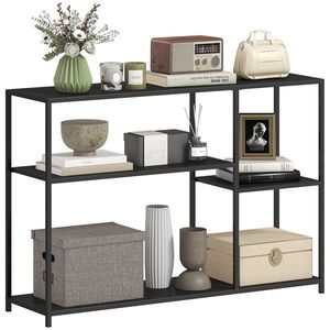 HOMCOM Consolă meuble îngustă cu 4 nivele stil industrial cadru din oțel, 110 x 30 x 75 cm, negru | Aosom Romania imagine