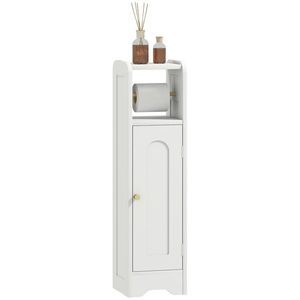 HOMCOM Mobilier baie mobilier toaletă WC depozitare îngust cu raft ajustabil economie spațiu pentru spații mici alb | Aosom Romania imagine