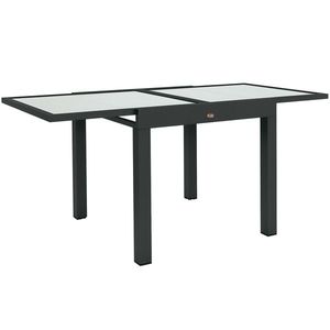 Outsunny Masă Extensibilă de Grădină de Dimensiuni Mari dim. desfășurate 160 x 80 x 75 cm Aluminiu Blat Sticlă Securizată Transparent | Aosom Romania imagine