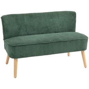 HOMCOM Canapea de 2 locuri tapițată, lemn, material textil cu aspect de catifea, spumă, 117 x 56, 5 x 77 cm, Verde | Aosom Romania imagine
