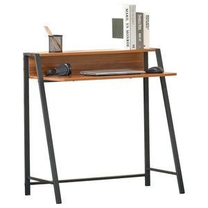 HOMCOM Birou modern cu Rafturi in Lemn Castaniu 84x45x85cm imagine