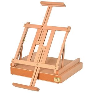 HOMCOM Șevalet din Lemn cu Sertar Inferior, Șevalet de Masă cu Înălțime și Înclinare Reglabilă, 42x36x12.5 cm, Lemn Natural | Aosom Romania imagine