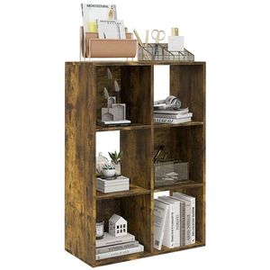 HOMCOM Bibliotecă Modernă Modulară cu 6 Compartimente din PAL, Maro | Aosom Romania imagine