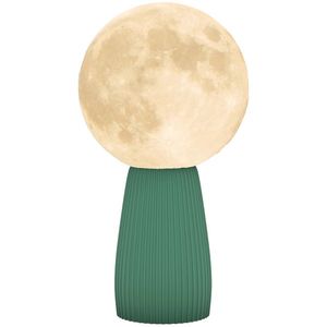 HOMCOM Lampă de Masă cu 3 Culori în Formă de Lună, din ABS Alb și Verde Închis | Aosom Romania imagine
