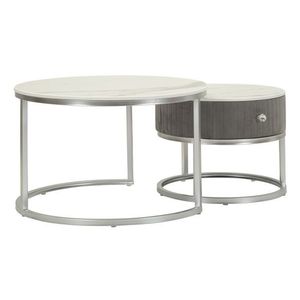 Mauro Ferretti Set De 2 Masute De Cafea Grays Cm Ø 70X45-50X38 | Aosom Romania imagine