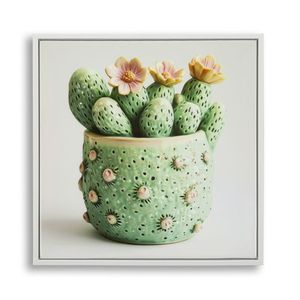 Mauro Ferretti Tablou Imprimat Pe Pânză Lacuită, Cu Ramă, Model , ,Borcan Cu Cactus" Înălțime 40 X Grosime 2, 8 X Lățime 40 Cm | Aosom Romania imagine