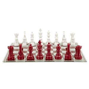 Mauro Ferretti Set Tablă De Șah Roșu/Alb, 61 X 61 X 14 Cm | Aosom Romania imagine