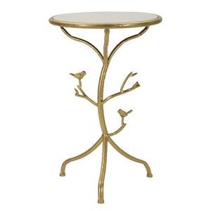 Mauro Ferretti Măsuță Mică Birds Marble, Diametru 38 Cm, Înălțime 60 Cm | Aosom Romania imagine