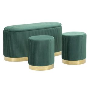 Mauro Ferretti Banca Cu Depozitare Și Taburet Shopy Green Set 3 Bucăți Cm 80X37X42-29X33 | Aosom Romania imagine