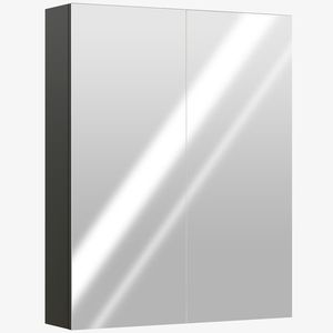 HOMCOM Dulap Suspendat de Baie cu 2 Uși cu Oglindă și 2 Rafturi Interne 60x15x75cm, Negru | Aosom Romania imagine