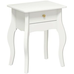 HOMCOM Măsuță de Living cu Sertar în Stil Francez 45x35x55 cm, Alb | Aosom Romania imagine