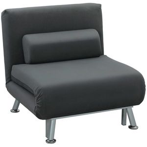 HOMCOM Fotoliu-Pat Single Reglabil din Material cu Aspect de In Gri Închis | Aosom Romania imagine