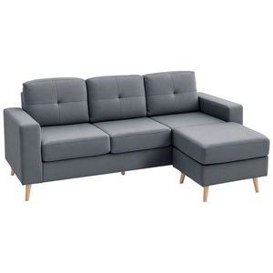 HOMCOM Canapea dreapta 3 locuri și taburet modular cu brațe design scandinav 193 x 136 x 85 cm gri antracit | Aosom Romania imagine