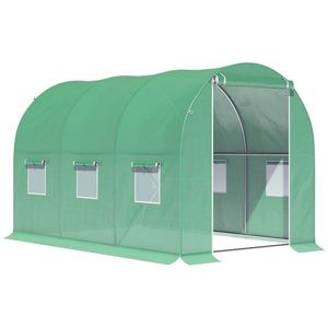 Outsunny Seră de Grădină Tunel Suprafață Sol 6 m² 3L x 2l x 2H m cadru Tubular renforțat Ușă cu fermoar 6 ferestre înrolează Verde | Aosom Romania imagine