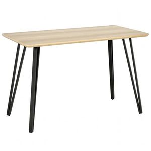 HOMCOM Masă de mese design industrial, blat mare dim. 120L x 60l x 75H cm, picioare din metal negru în formă de ace, MDF aspect de stejar deschis | Aosom Romania imagine